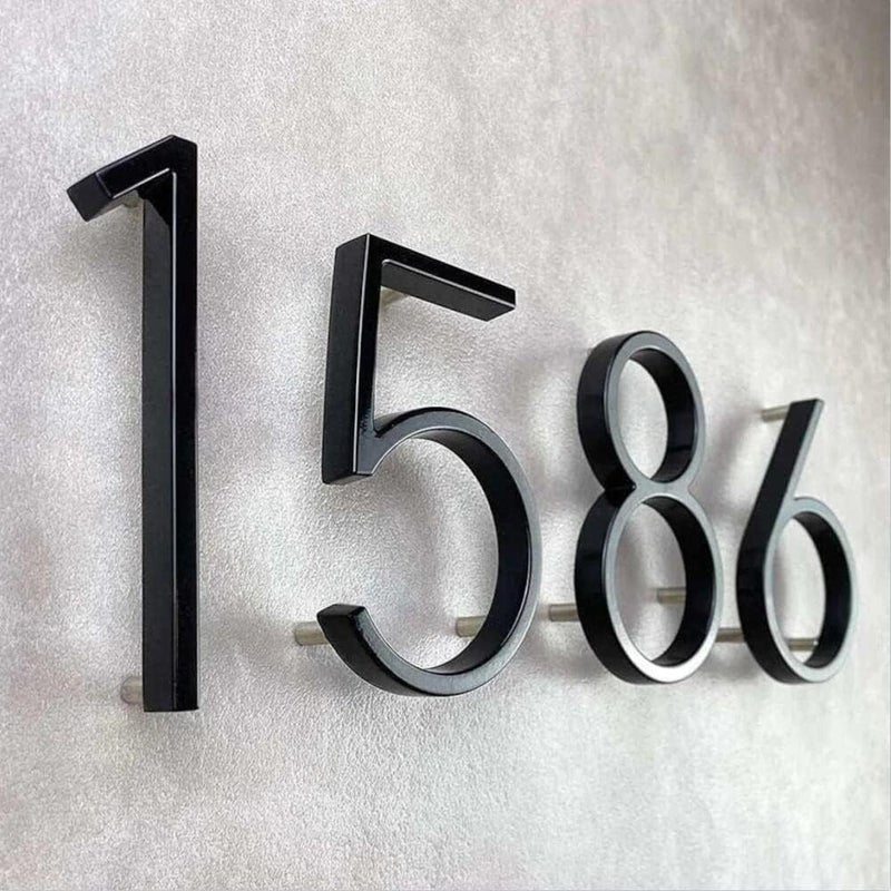 BVNUD 5 Inch Stainless Steel Floating House Number, Metal Modern House Numbers, for Outdoor Mailbox Yard Home Wall DoorGarage Gate with Nail Kit, Coated Black, 911 Visibility Signage - Image 3